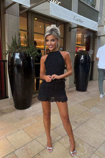 Women's Spring And Summer Backless Pleated Stripe Fabric Personalized Skirt