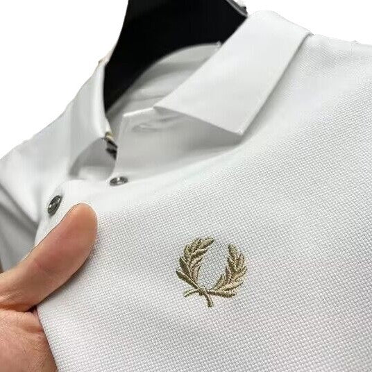 Men's Lapel Half Sleeve Polo Shirt Light Luxury Business Embroidered T-shirt
