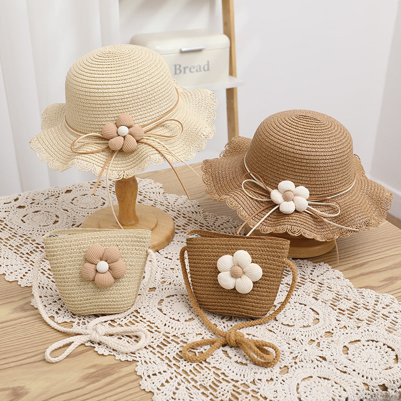 Girls' Sun-proof Sun Straw Hat Bag