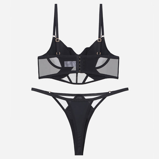 Glossy Mesh Hollow French Underwear Women