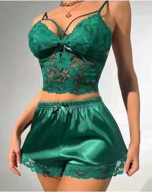 Lace Vest Top Lace Shorts Pajamas Suit