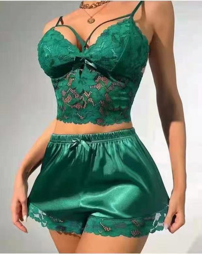 Lace Vest Top Lace Shorts Pajamas Suit