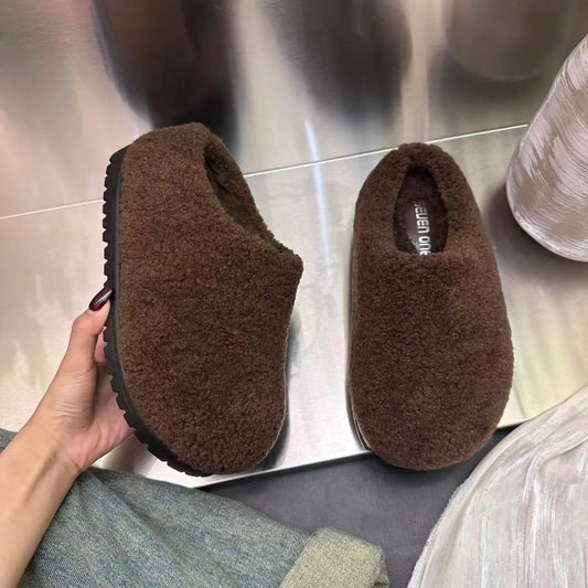 Retro Platform Cotton Shoes Fleece Lined For Women Thick