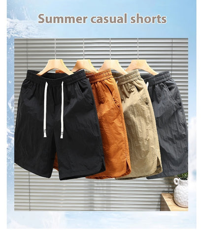 Drawstring Shorts Men's Fifth Loose Cargo Beach Pants