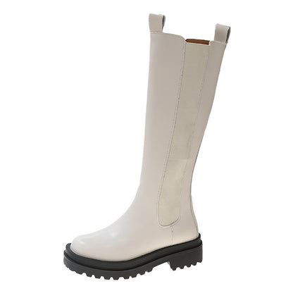 Autumn And Winter New Thick Bottom Small Boots Genuine Leather Knee-high Boots