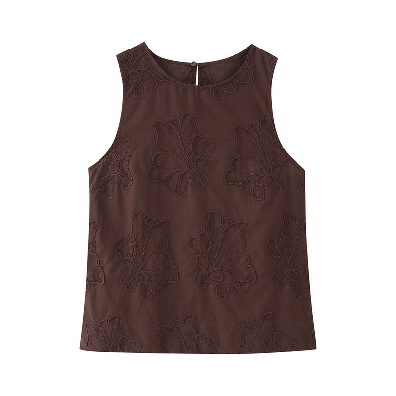 Embroidered Pajamas Style Top Pants Suit