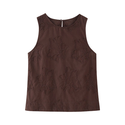 Embroidered Pajamas Style Top Pants Suit