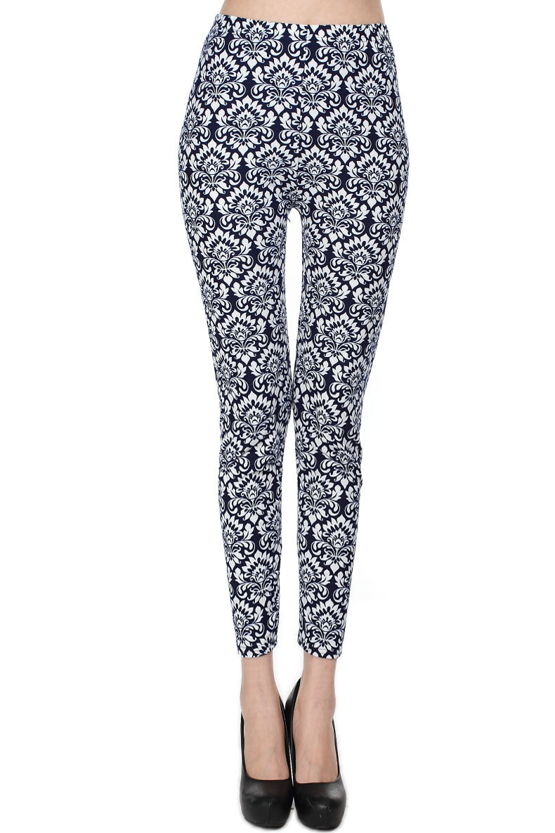 Women Color Brushed Rose Flower Print Leggings