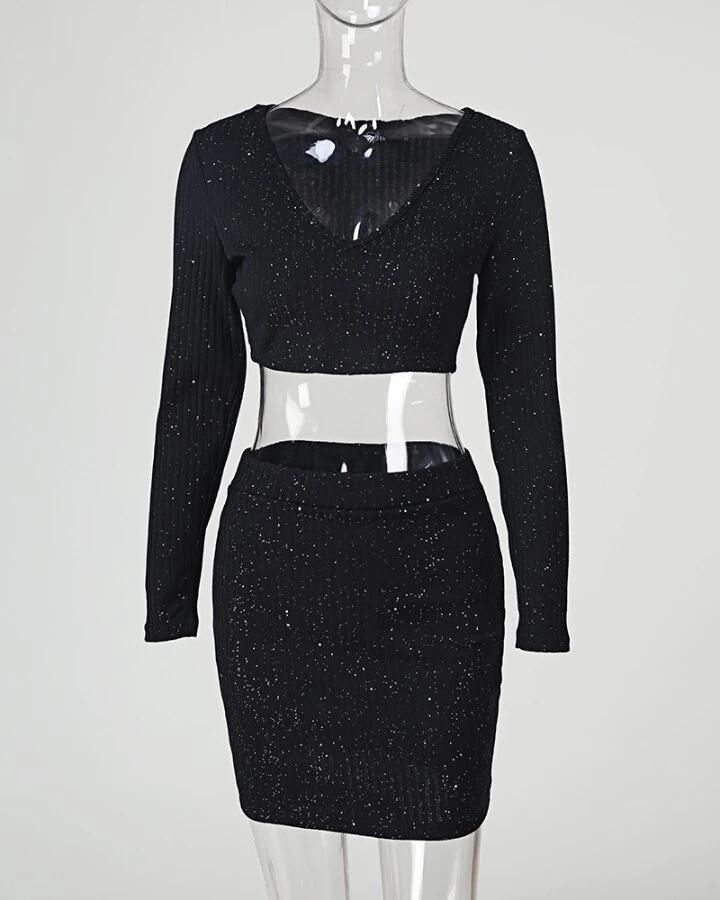 Summer New Solid Color Striped Pit Strip Skirt Suit