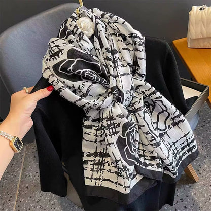 Cotton And Linen Scarf Thin And Silky Shawl Travel Sun-proof Beach Towel For Women