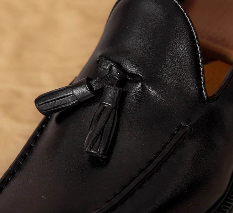 Men's Commuter's All-matching Fringed Leather Shoes Genuine Leather All-match Slip-on Loafers