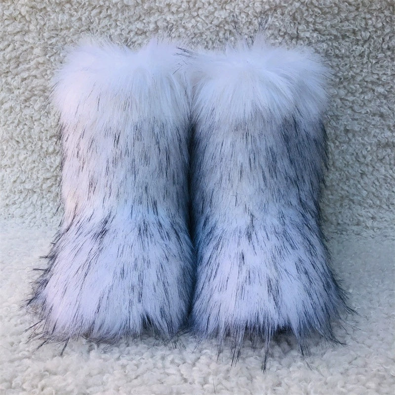 Raccoon Dog Fox Fur Fur Snow Boots