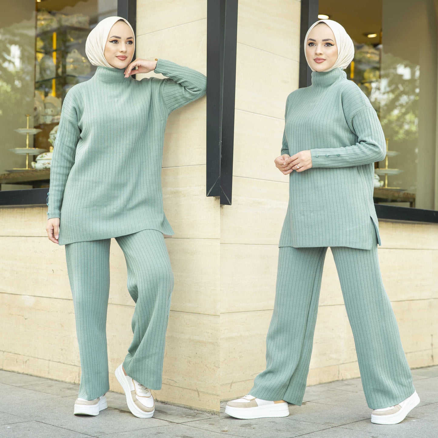 Women's Wide-leg Pants Knitting Suit