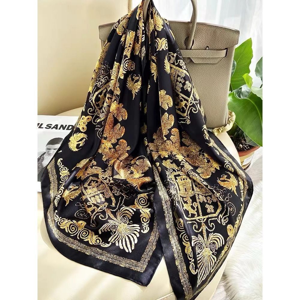 All-match Satin Square Women's Silk Scarf Shawl Beach Towel