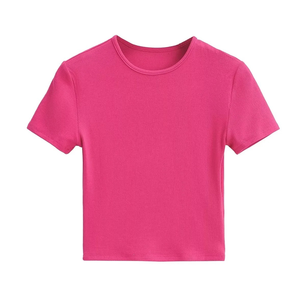 New Basic Style Slim-fit Solid Color Round Neck Bottoming Shirt Workout Top