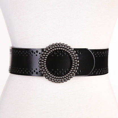 Green Women Belt No Hole Ladies Belts For Dresses Real Leather
