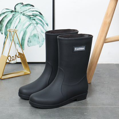 Fashion Work Wear Rain Shoes Adult Warm Women's Mid-calf Rain Boots