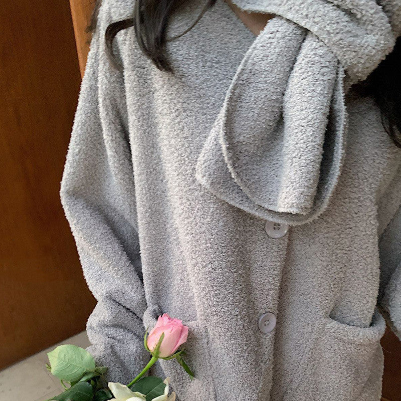 Ladies Thickened Fleece Warm Homewear Pajamas Set