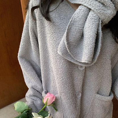 Ladies Thickened Fleece Warm Homewear Pajamas Set