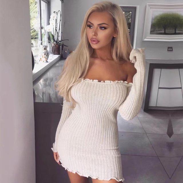 Women's Bottoming Slim Solid Color Knitted Dress