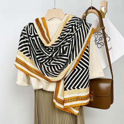 Cotton And Linen Scarf Thin And Silky Shawl Travel Sun-proof Beach Towel For Women