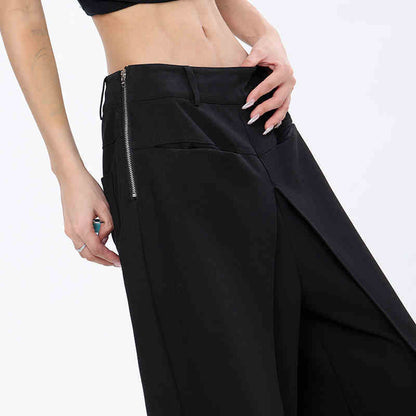 Black Straight Loose Casual Pants Women's Suit Pants