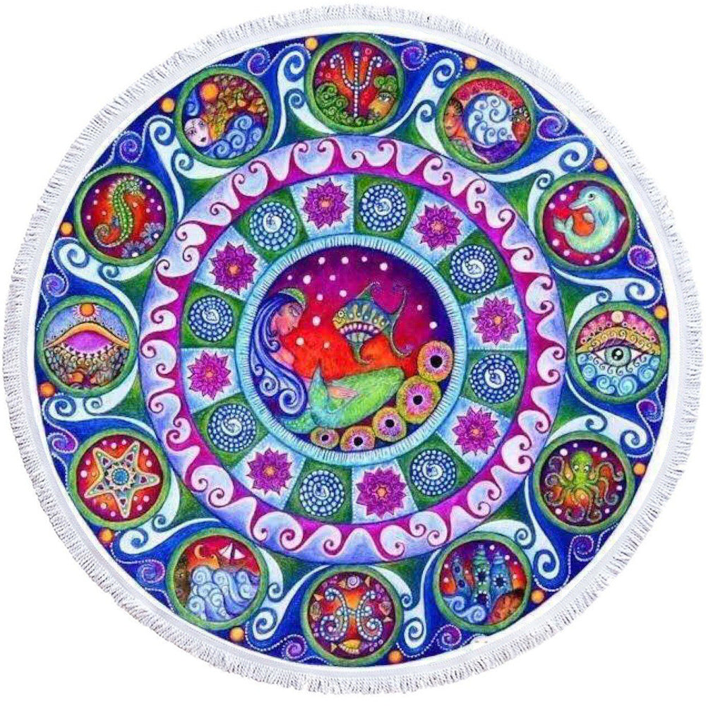 Microfiber 3D Printed Round Beach Towel