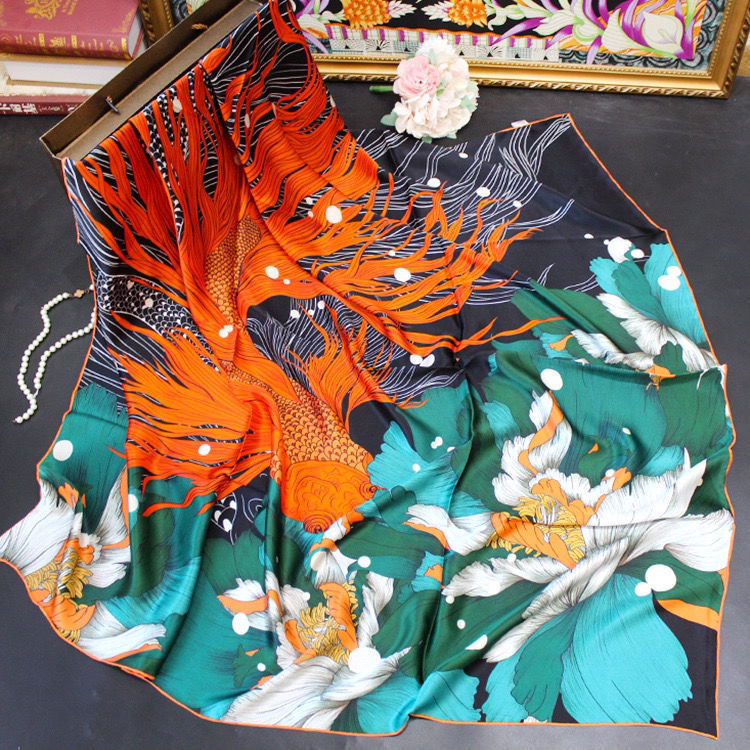 All-match Satin Square Women's Silk Scarf Shawl Beach Towel