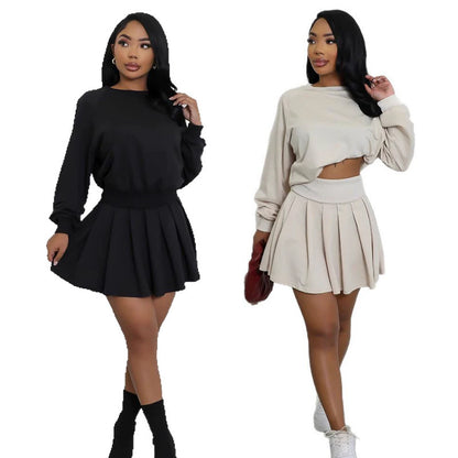 New Two-piece Casual Suit Long Sleeve Mini Skirt