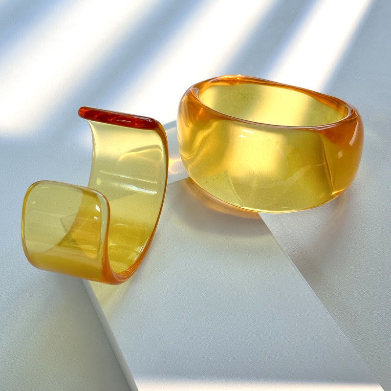 Resin Open Transparent Geometric Brown Bracelet For Women