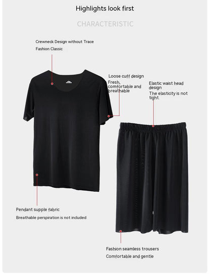 Men's Home Wear Short Sleeve Shorts Thin Suit