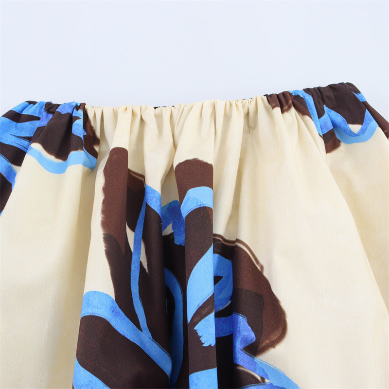 European And American Style Women's Fashionable, Elegant And Sexy High Waist Print Skirt