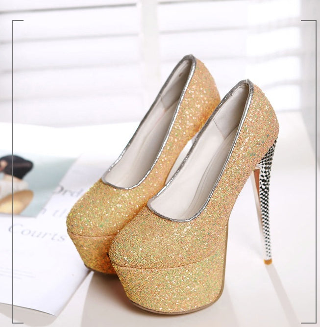 16CM Hate Tiangao Nightclub Stiletto All-match Night Pu High Heels