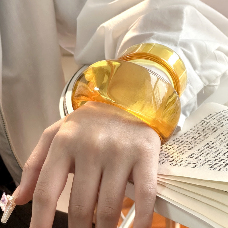 Resin Open Transparent Geometric Brown Bracelet For Women