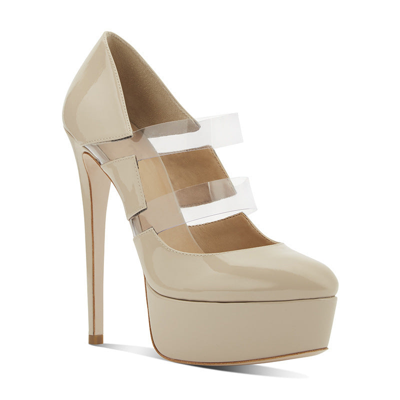 Women's Shoes PVC Stitching Platform High Heels