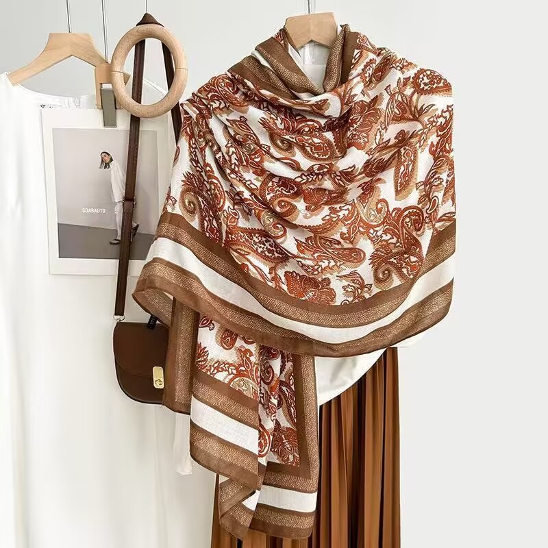 Cotton And Linen Scarf Thin And Silky Shawl Travel Sun-proof Beach Towel For Women