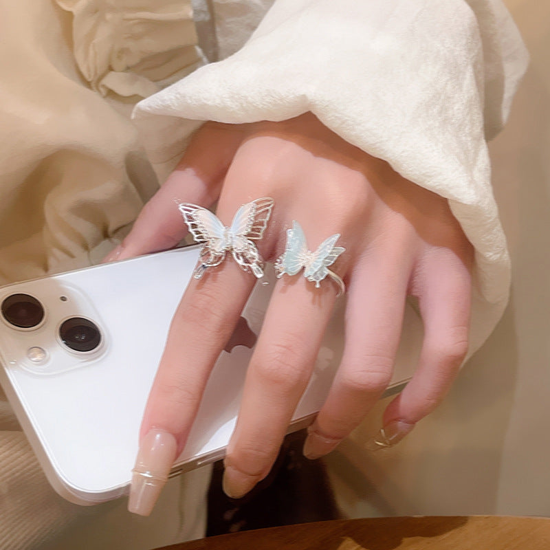 Korean Style Fairy Temperamental Colorful Butterfly Ring