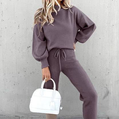 Autumn And Winter Long Sleeve Fleece Fashion Casual Sweater Suit
