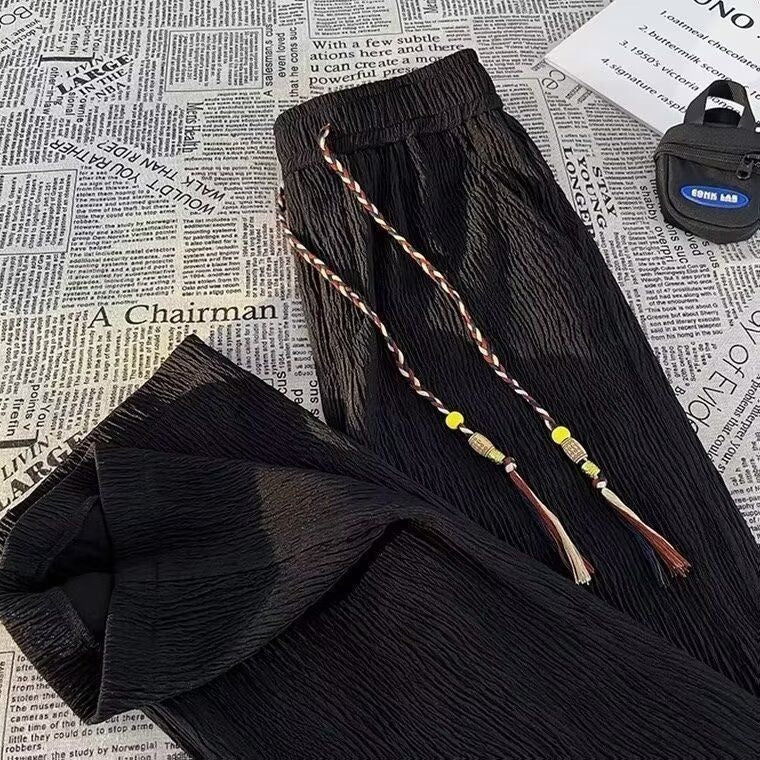 Men's Summer Thin Loose Straight Drooping Texture Pants