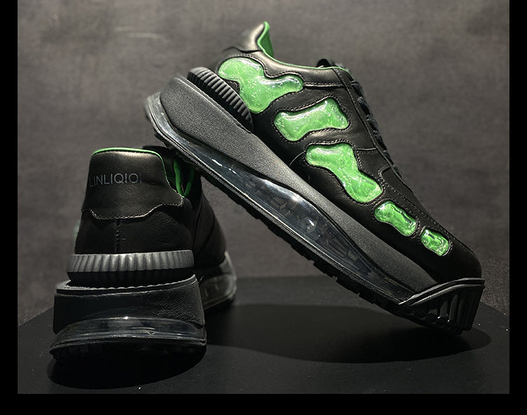 Men's Leather Breathable Casual White Platform Shoes