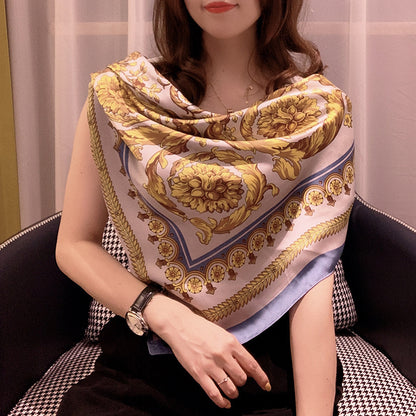 All-match Satin Square Women's Silk Scarf Shawl Beach Towel