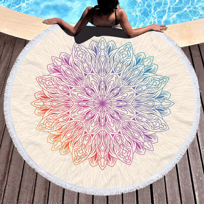 Microfiber 3D Printed Round Beach Towel