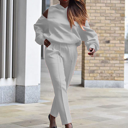 Hooded Sweater Casual Pants Suit