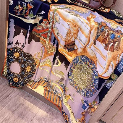 All-match Satin Square Women's Silk Scarf Shawl Beach Towel