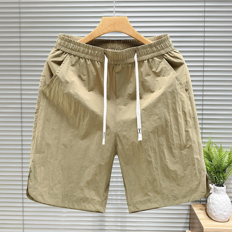 Drawstring Shorts Men's Fifth Loose Cargo Beach Pants