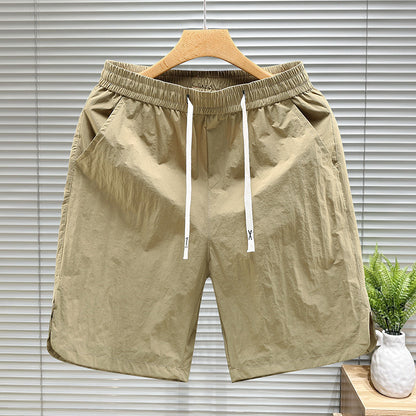 Drawstring Shorts Men's Fifth Loose Cargo Beach Pants
