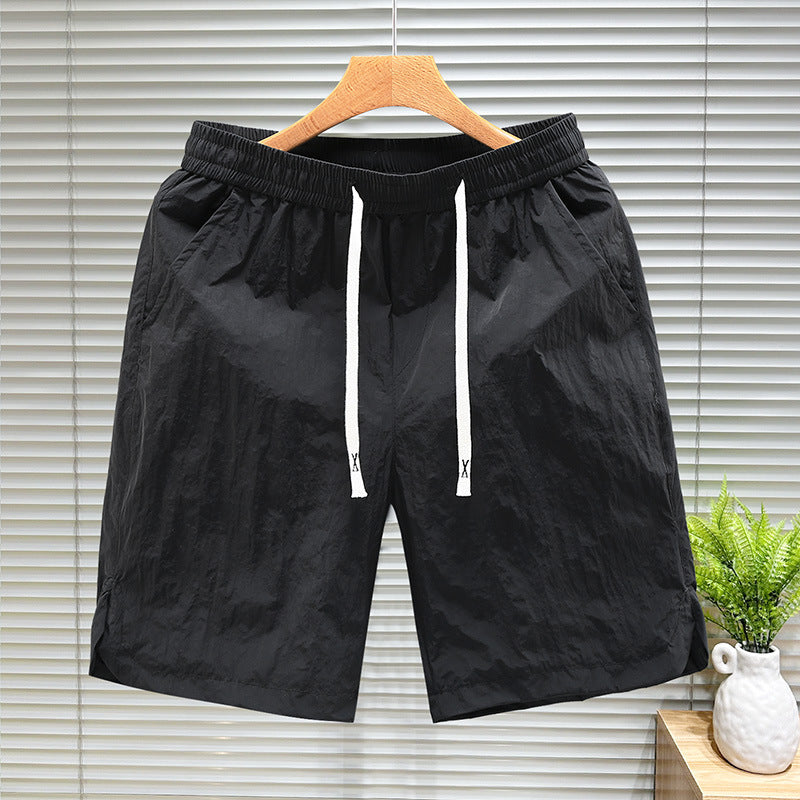 Drawstring Shorts Men's Fifth Loose Cargo Beach Pants
