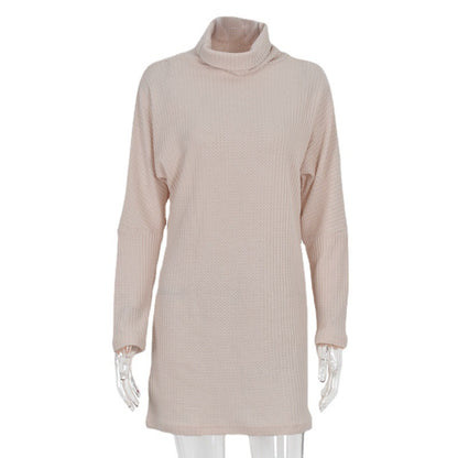 Knitted Long Sleeve Pile Collar Dress