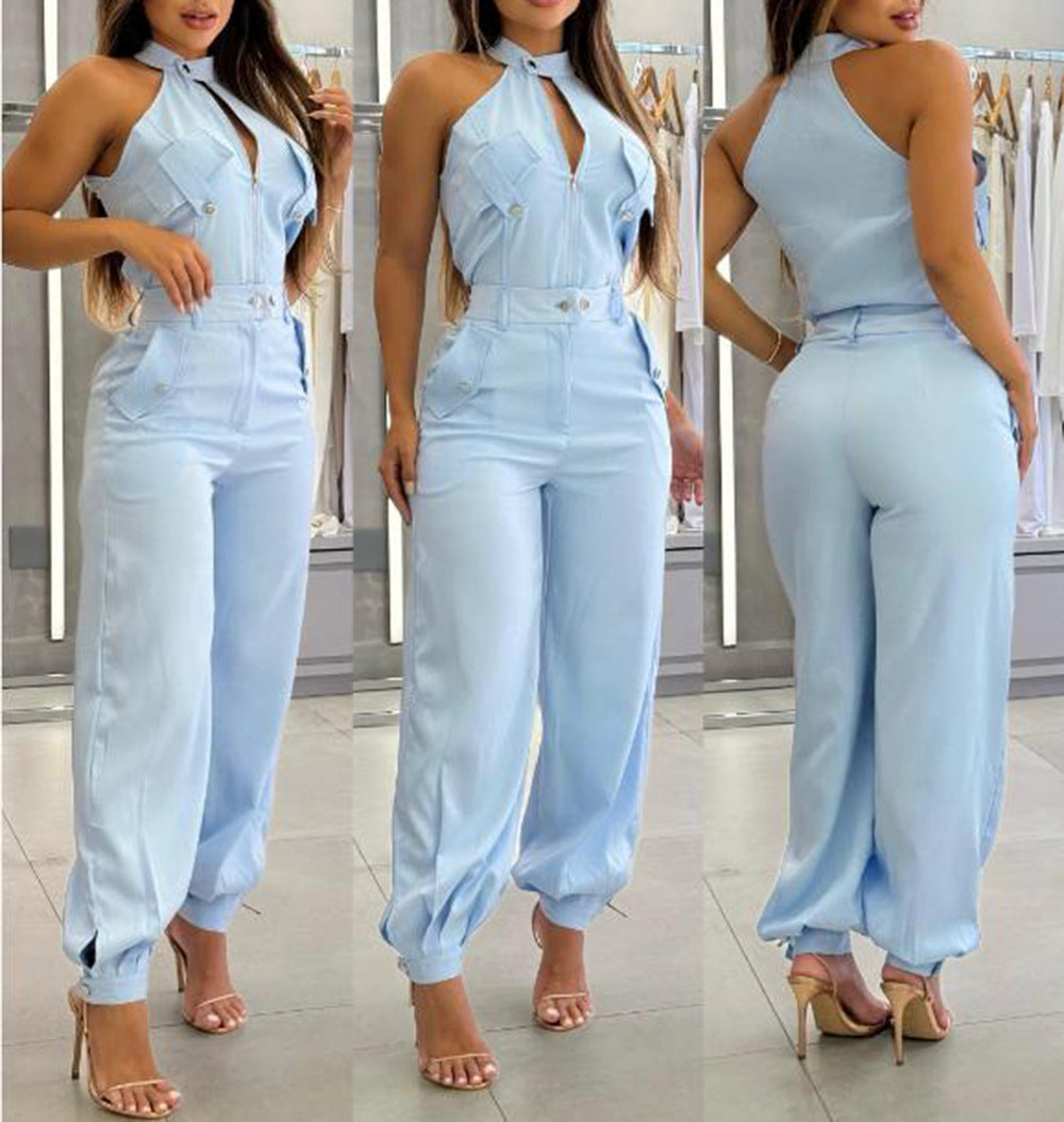 Halter Top Casual Working Pants Two-piece Suit