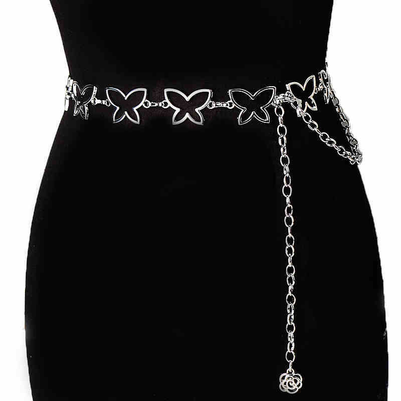 Fashionable All-match Plus Size Lengthened Metal Butterfly Waist Chain